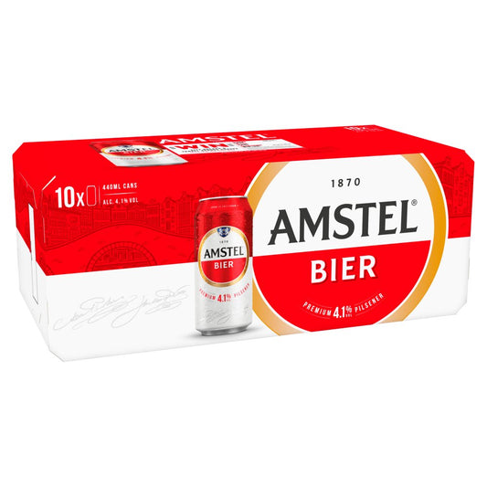 Amstel Bier Lager Beer 10 x 440ml Cans