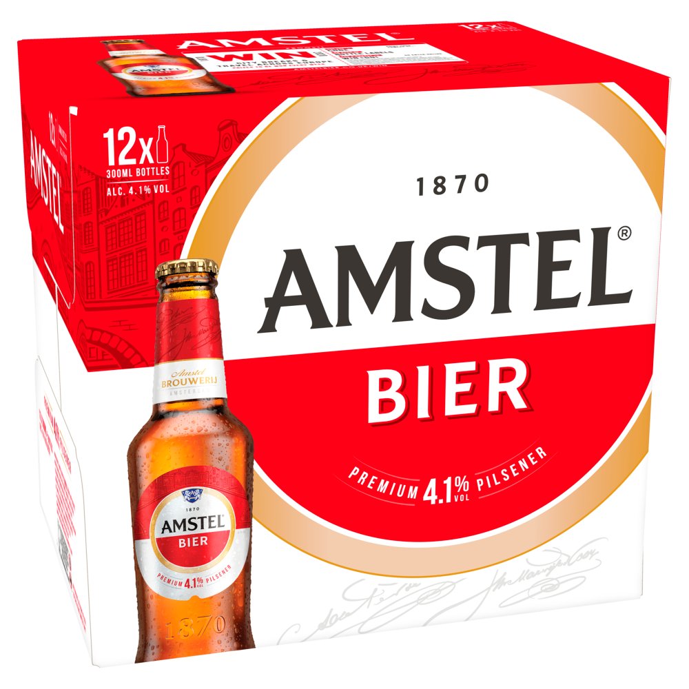 Amstel Lager Beer 12 x 300ml Bottles – Bevy Extra