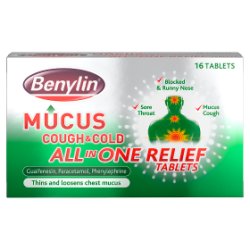 Benylin Mucus Cough & Cold All in One Relief Tablets 16 Tablets