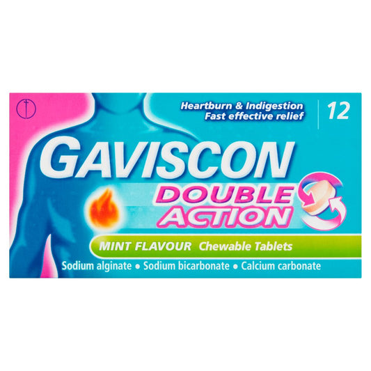 Gaviscon Double Action Mint Flavour Chewable Tablets 12 Tablets