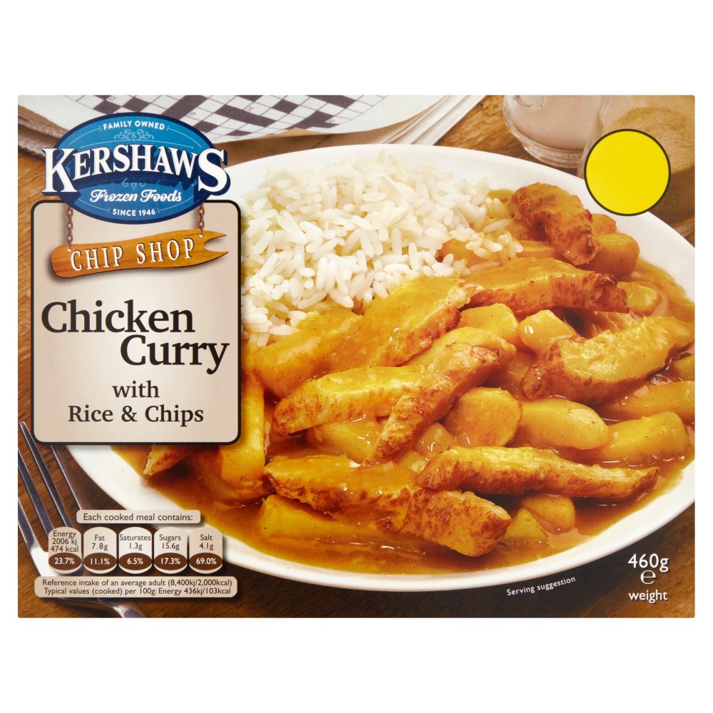 Kershaws Chip Shop Chicken Curry with Rice & Chips 460g