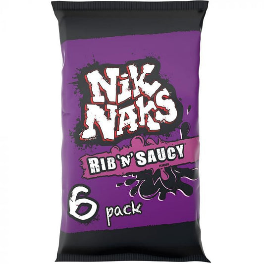 Nik Naks Rib ‘N’ Saucy Multipack Crisps 6 Pack 6 x 25g