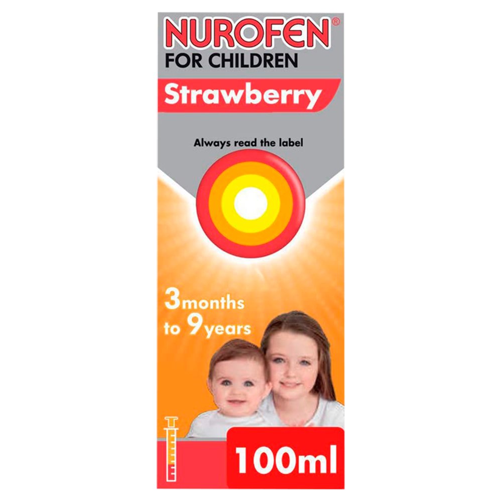 Nurofen for Children Strawberry Oral Suspension 3mths to 9yrs Ibuprofen 100ml