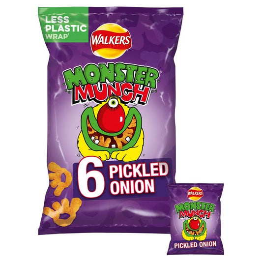 Walkers Monster Munch Pickled Onion Multipack Snacks 6 x 22g