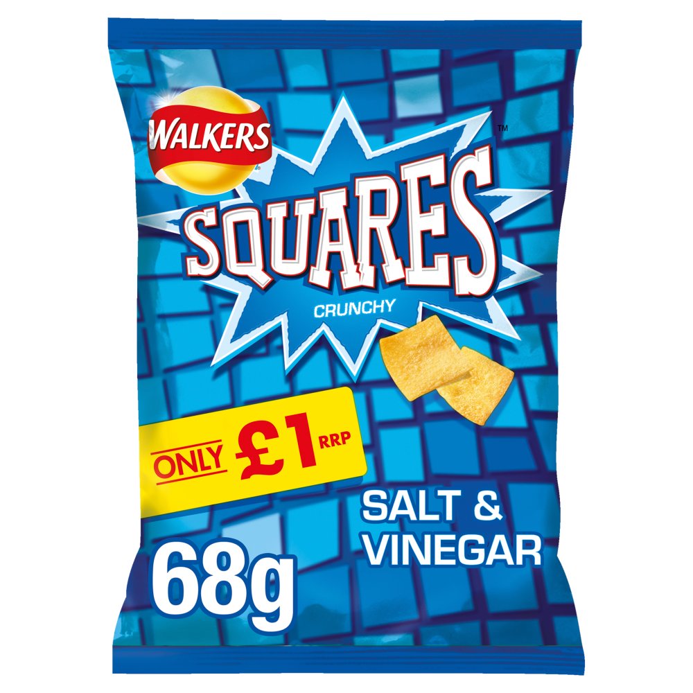 Walkers Squares Salt & Vinegar Snacks 68g