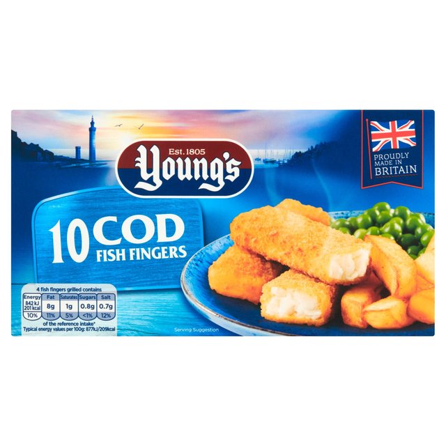 Young's 10 Cod Fish Fingers Frozen 250g